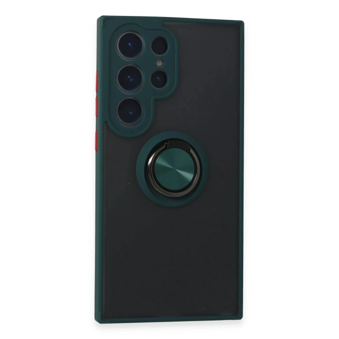 LitaeTrend Samsung Galaxy S24 Ultra Kılıf Montreal Yüzüklü Silikon Kapak - Yeşil
