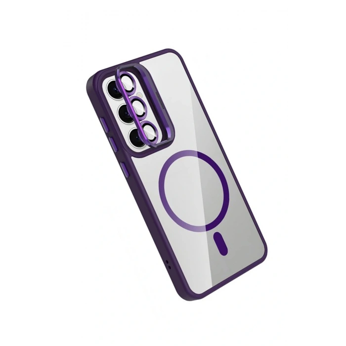 LitaeTrend Samsung Galaxy S25 Remim Lensli Magsafe Standlı Kapak - Derin Mor