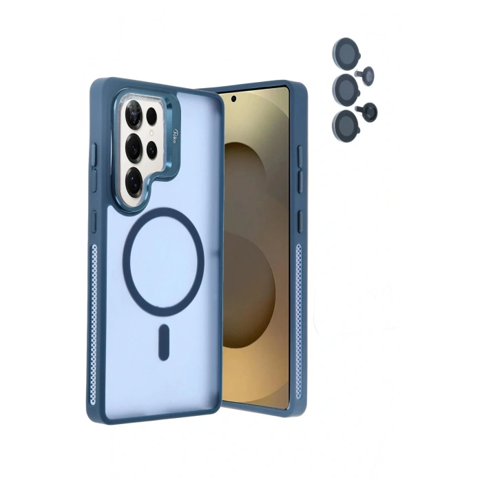 LitaeTrend Samsung Galaxy S25 Ultra Flet Lens Magsafe Kapak - Lacivert