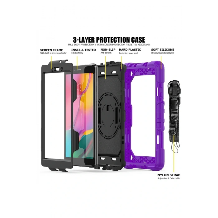 LitaeTrend Samsung Galaxy T290 Tab A 8 Kılıf Pars Tablet Kapak - Mor