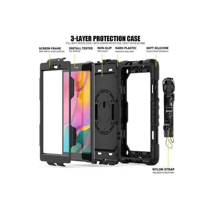 LitaeTrend Samsung Galaxy T290 Tab A 8 Kılıf Pars Tablet Kapak - Siyah