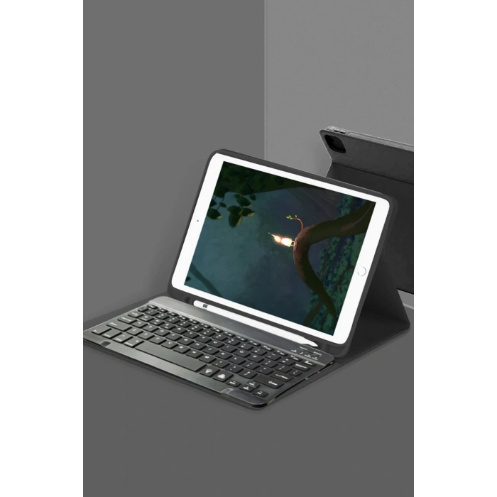 LitaeTrend Samsung Galaxy X200 Tab A8 10.5 Kılıf KC01 Smart Klavyeli Tablet Kılıfı - Siyah