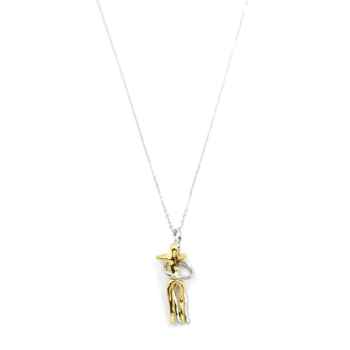 HERŞEYTREND Sarılan Çift Kolye - Gümüş