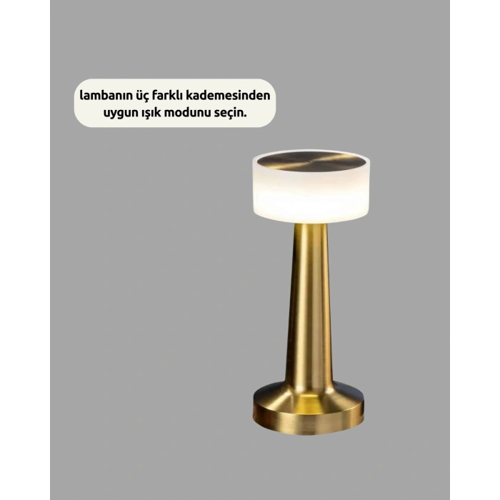 LitaeTrend Şarj Edilebilir LED Masa Lambası – USB Girişli, Metal Yapı