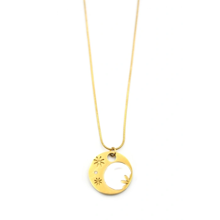 HERŞEYTREND Sedef Çiçek Kolye - Altın