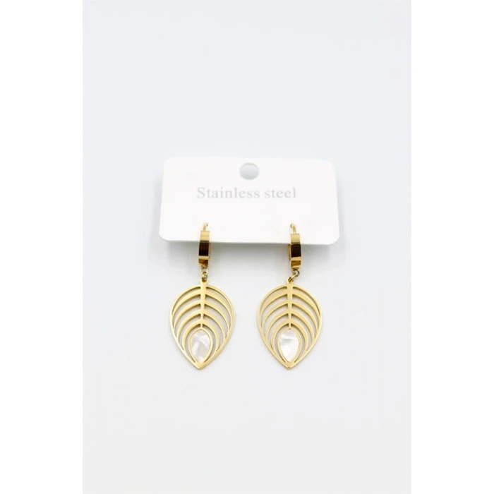 LitaeTrend Sedef Yaprak Küpe - Altın