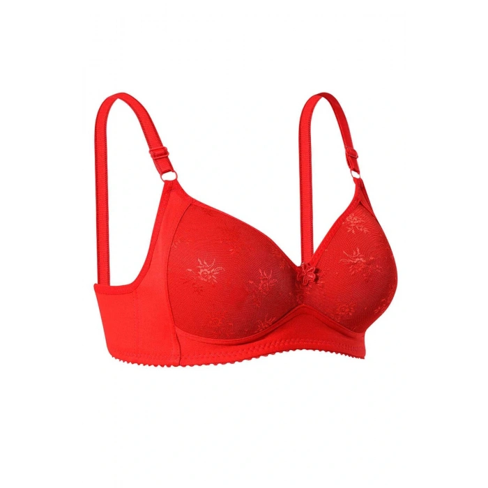 LitaeTrend Silikonlu Toparlayıcı Dantelli Telsiz Sütyen Kırmızı