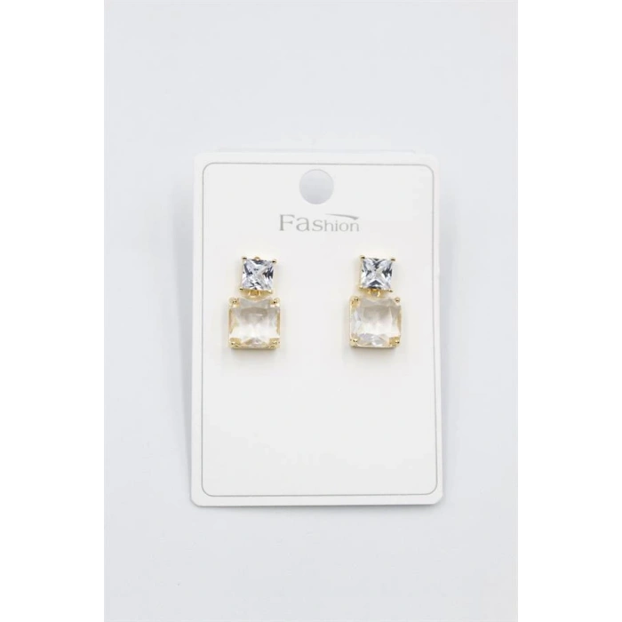 LitaeTrend Taşlı Baget Küpe - Altın