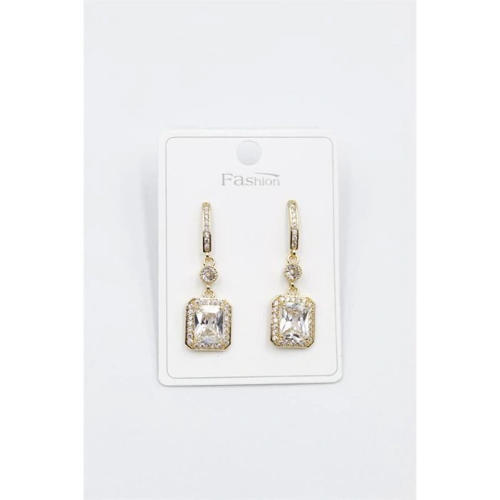 LitaeTrend Taşlı Baget Küpe - Altın