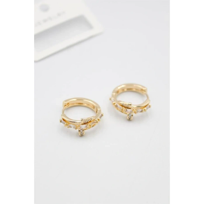 LitaeTrend Taşlı Çivi Küpe - Altın