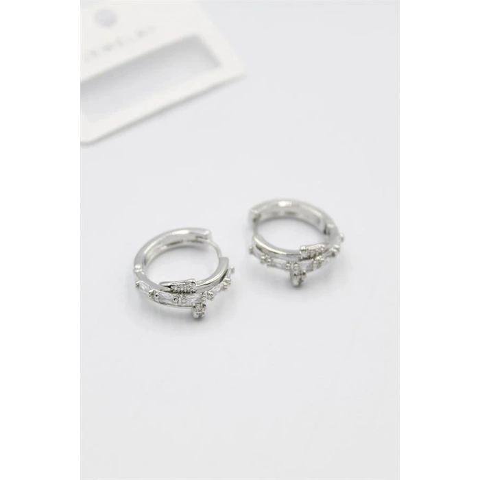 LitaeTrend Taşlı Çivi Küpe - Gümüş