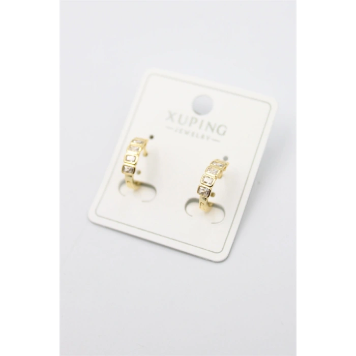 HERŞEYTREND Taşlı Halka Küpe - Altın