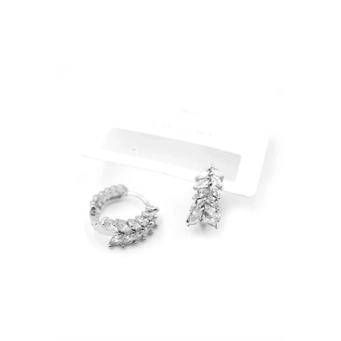 LitaeTrend Taşlı Halka Küpe - Gümüş