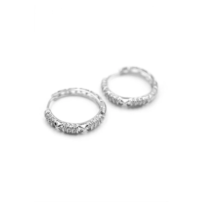 LitaeTrend Taşlı Halka Küpe - Gümüş