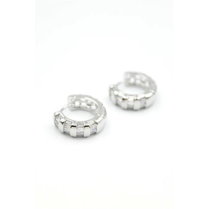 LitaeTrend Taşlı Halka Küpe - Gümüş