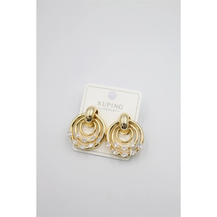 HERŞEYTREND Taşlı Halkalı Küpe - Altın