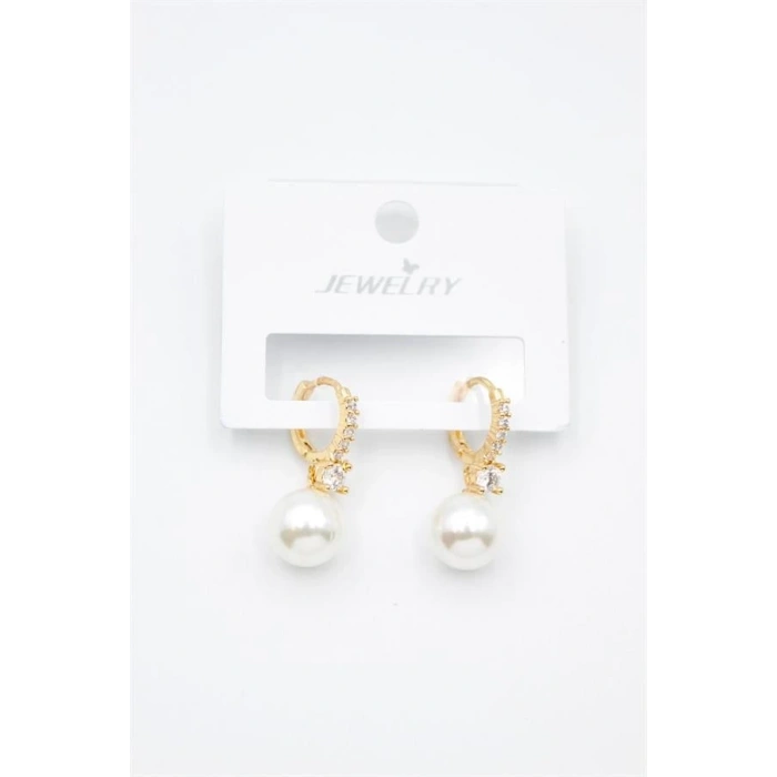 LitaeTrend Taşlı İnci Küpe - Altın