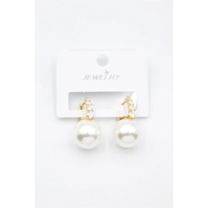 LitaeTrend Taşlı İnci Küpe - Altın