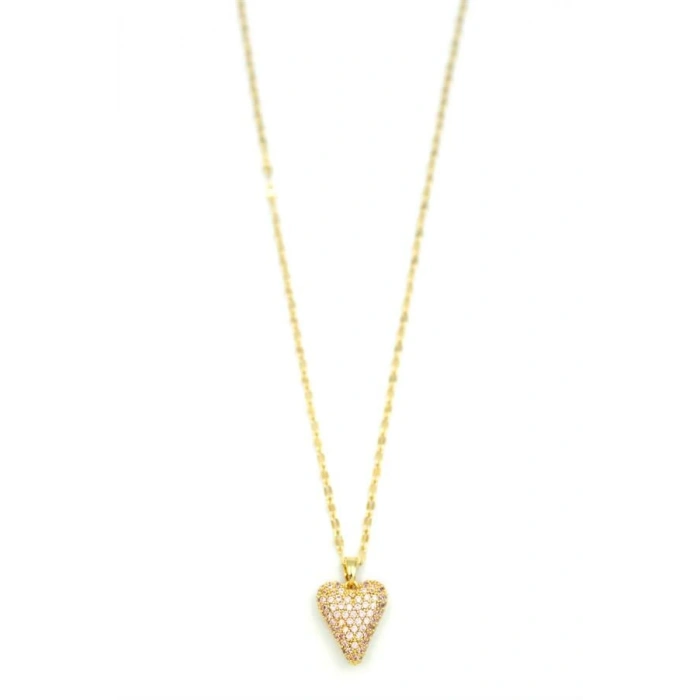 LitaeTrend Taşlı Kalp Kolye - Altın