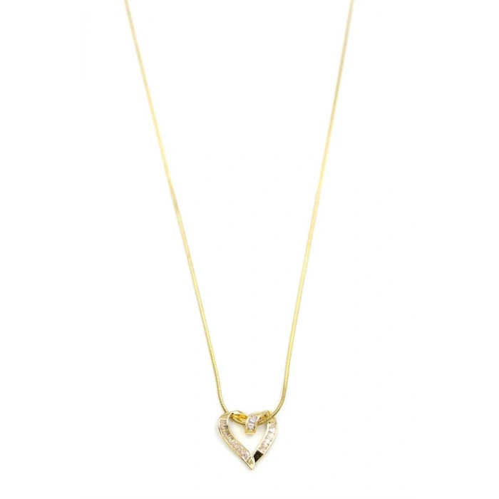 HERŞEYTREND Taşlı Kalp Kolye - Altın