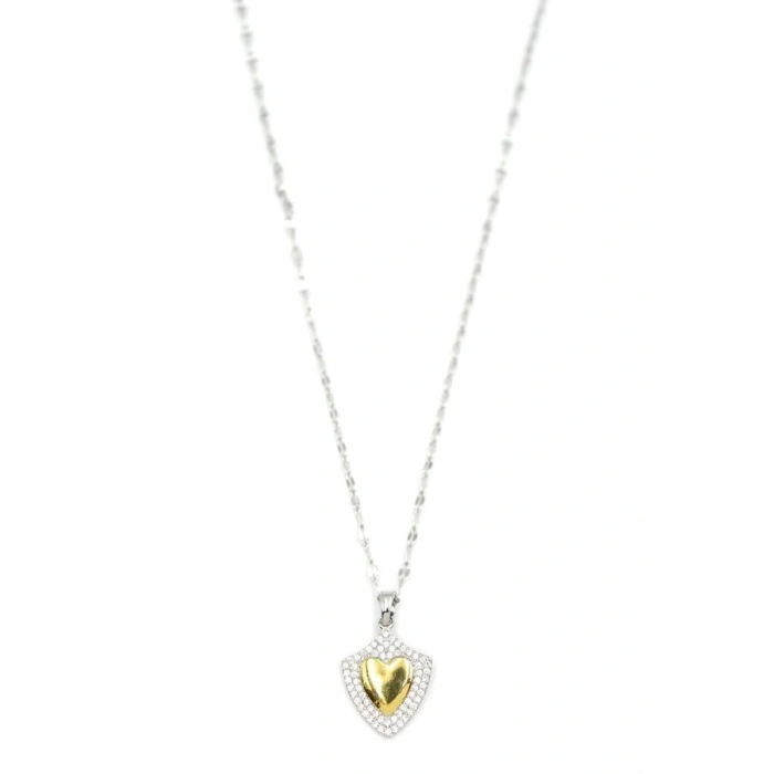 LitaeTrend Taşlı Kalp Kolye - Gümüş