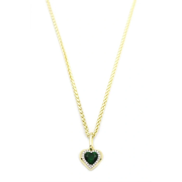 LitaeTrend Taşlı Kalp Kolye - Yeşil