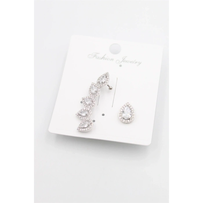 HERŞEYTREND Taşlı Kıkırdak Küpe - Gümüş