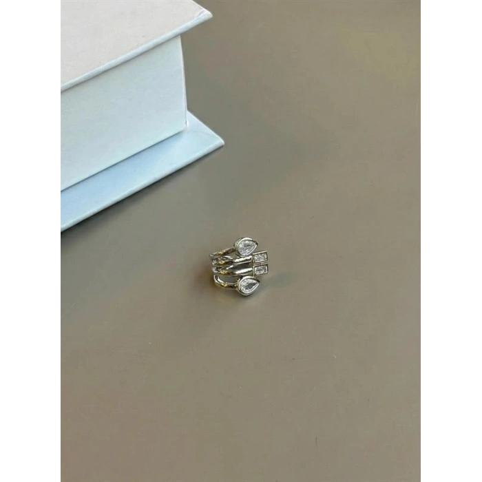 LitaeTrend Taşlı Kıkırdak Küpe - Gümüş