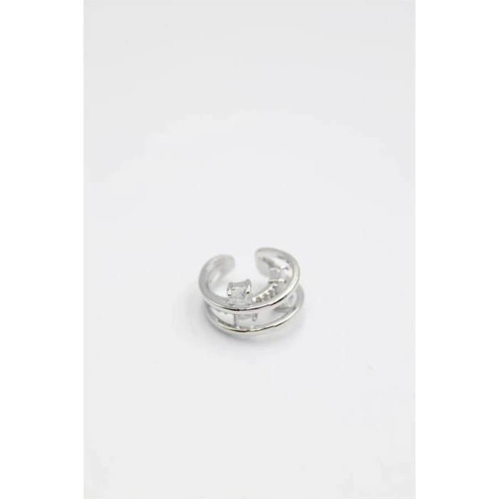 LitaeTrend Taşlı Kıkırdak Küpe - Gümüş