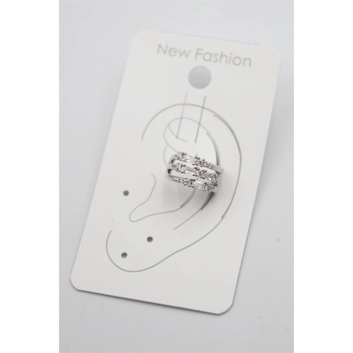 HERŞEYTREND Taşlı Kıkırdak Küpe - Gümüş