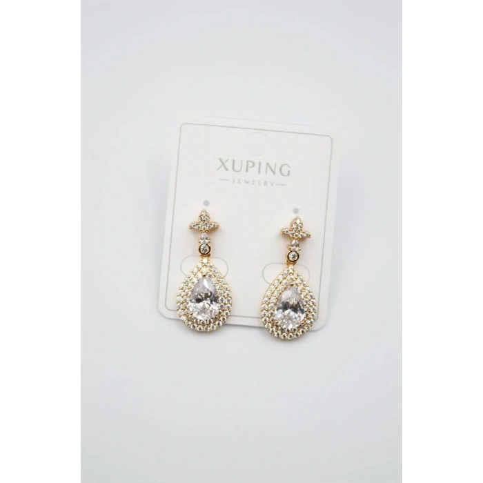 LitaeTrend Taşlı Küpe - Beyaz