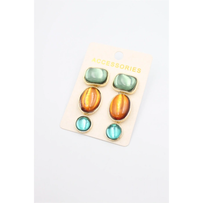 HERŞEYTREND Taşlı Küpe - ÇOK RENKLİ