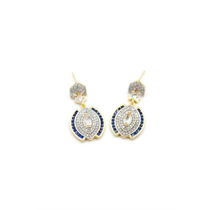 LitaeTrend Taşlı Küpe - Mavi