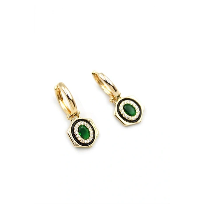 LitaeTrend Taşlı Küpe - Yeşil