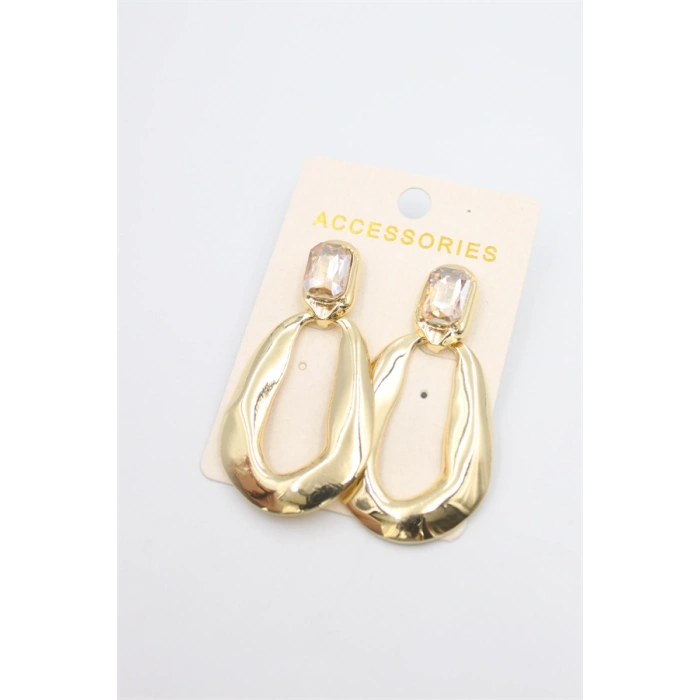 HERŞEYTREND Taşlı Metal Küpe - Pembe