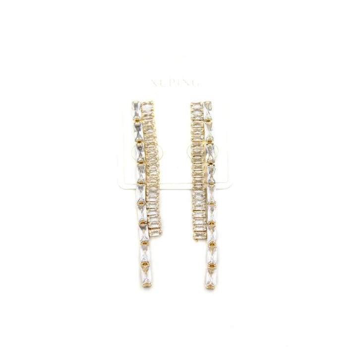 LitaeTrend Taşlı Sallantılı Küpe - Altın