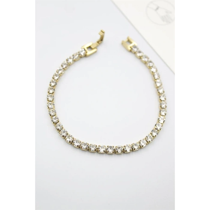 LitaeTrend Taşlı Su Yolu Çelik Bileklik - Altın