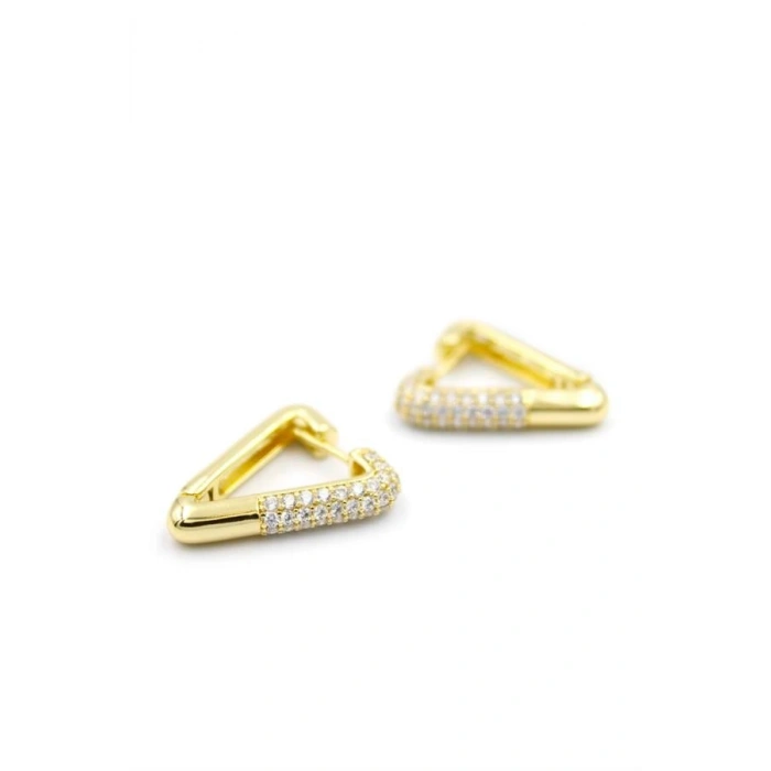 LitaeTrend Taşlı Üçgen Küpe - 14K Altın