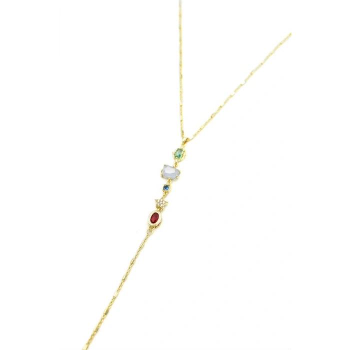 LitaeTrend Taşlı Y Kolye - Altın