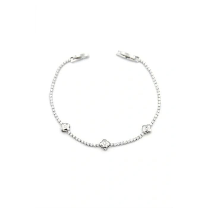 LitaeTrend Taşlı Yonca Bileklik - Gümüş