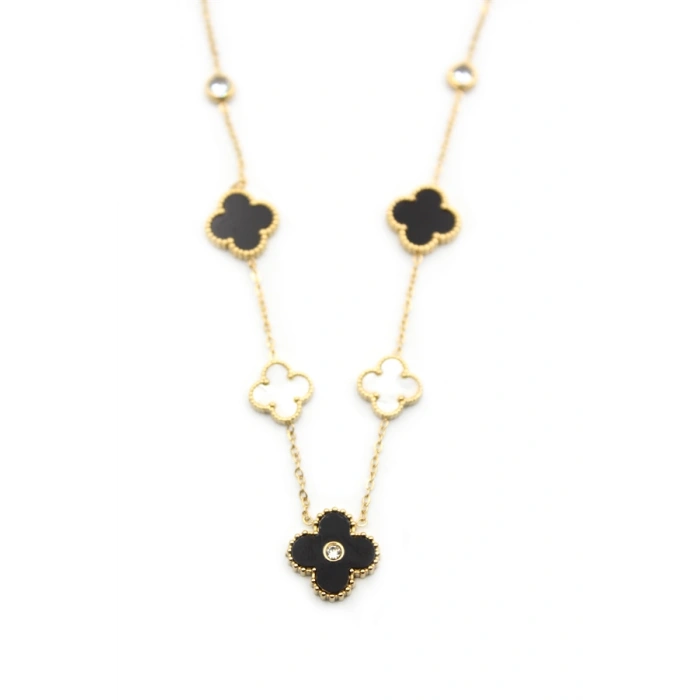 HERŞEYTREND Taşlı Yonca Kolye - Altın