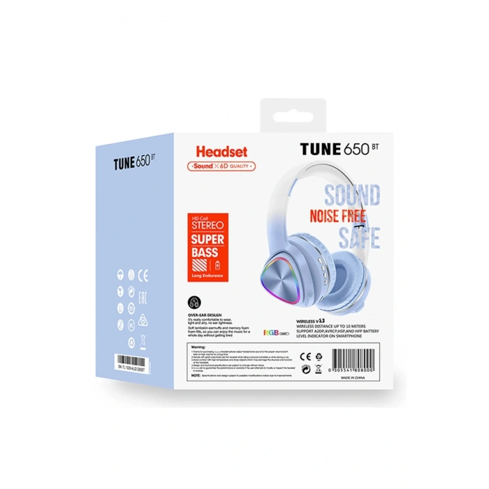 LitaeTrend Tune 650 BT RGB Kablosuz Kafaüstü Kulaklık - Mavi