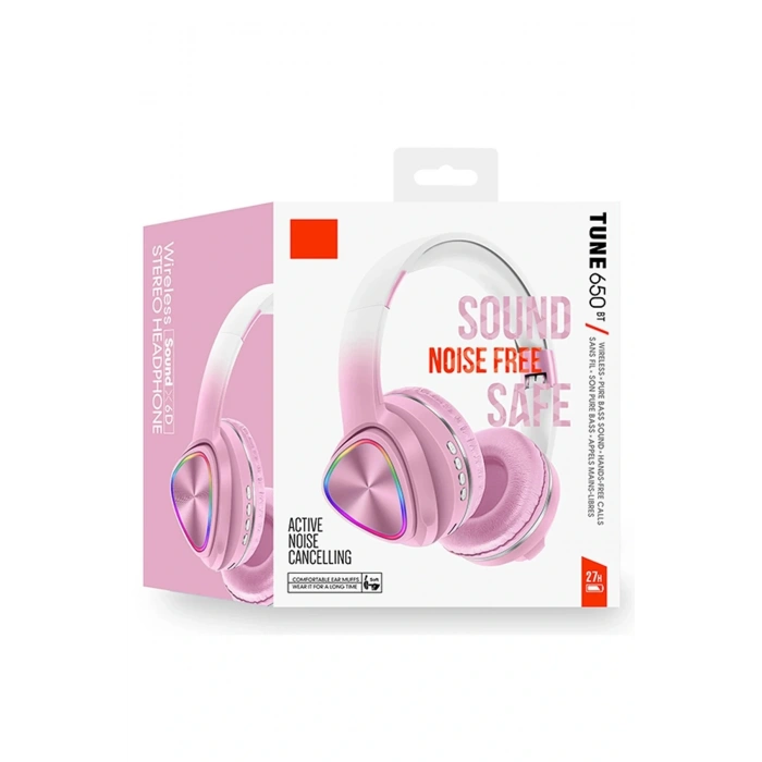 LitaeTrend Tune 650 BT RGB Kablosuz Kafaüstü Kulaklık - Pembe