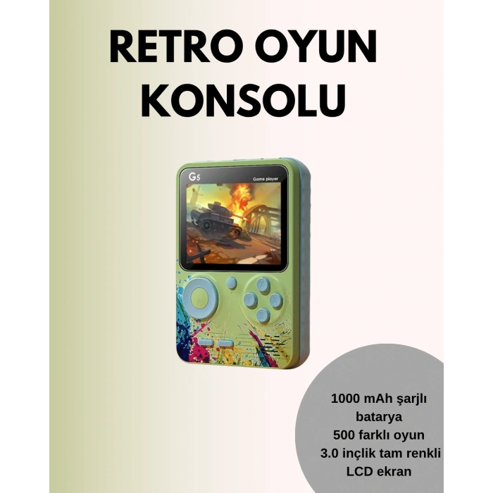 LitaeTrend TV Bağlantılı 500 Oyunlu Mini Gameboy Konsol