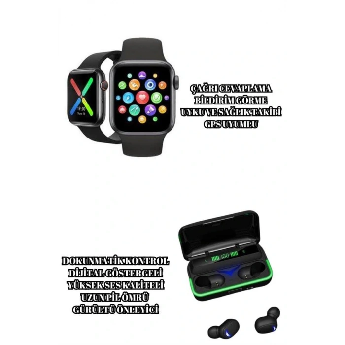 LitaeTrend Ucuz ve Kaliteli Kulaklıklı Saat Seti Bluetooth Bağlantılı Akıllı Saat ve Kulaklık