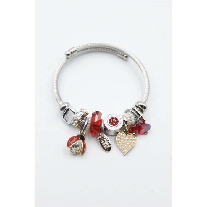 LitaeTrend Uğur Böceği Charmlı Bilezik - Kırmızı