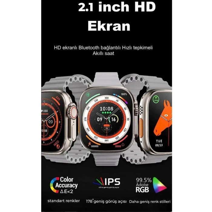 LitaeTrend Ultra 8 2.1 inç IPS Ekran Konuşma ve NFC Özellikli Akıllı Saat - Siyah