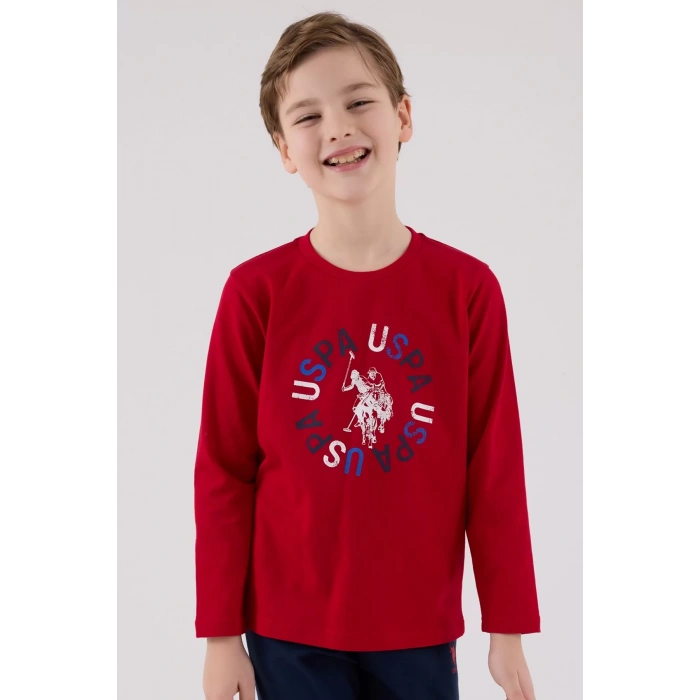 LitaeTrend U.s. Polo Assn Uzun Kol Pijama Takım Us2214-4 Kırmızı