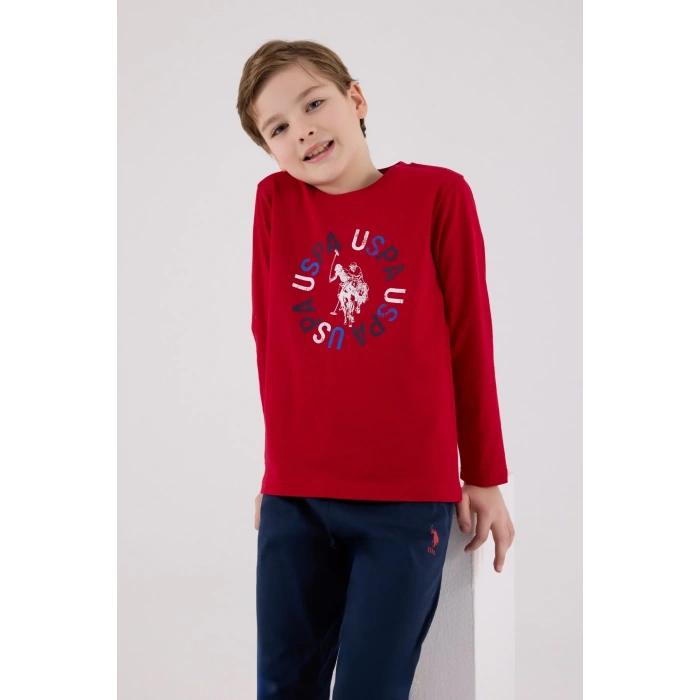 LitaeTrend U.s. Polo Assn Uzun Kol Pijama Takım Us2214-4 Kırmızı