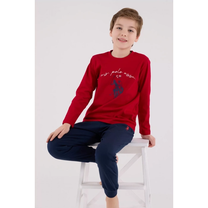 LitaeTrend U.s. Polo Assn Uzun Kol Pijama Takım Us2233-4 Kırmızı